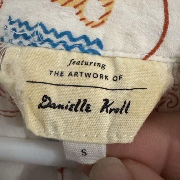 Anthropologie Womens SMALL Danielle Kroll Brooklynite Top Printed Aztec Art - Picture 5 of 9